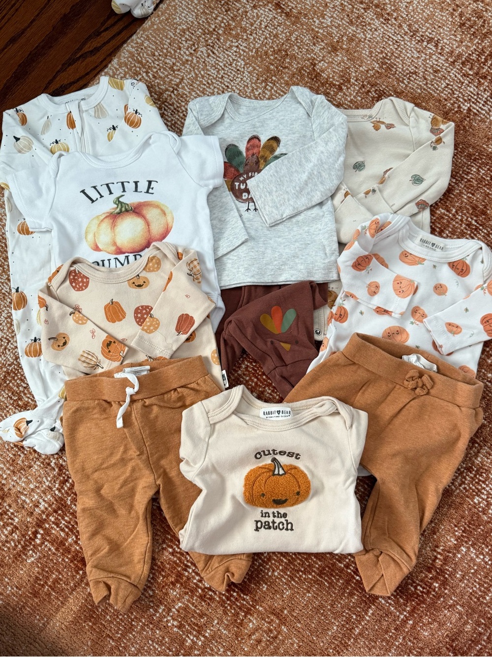 Autumn Halloween Thanksgiving Baby Outfit Bundle 0-3mo